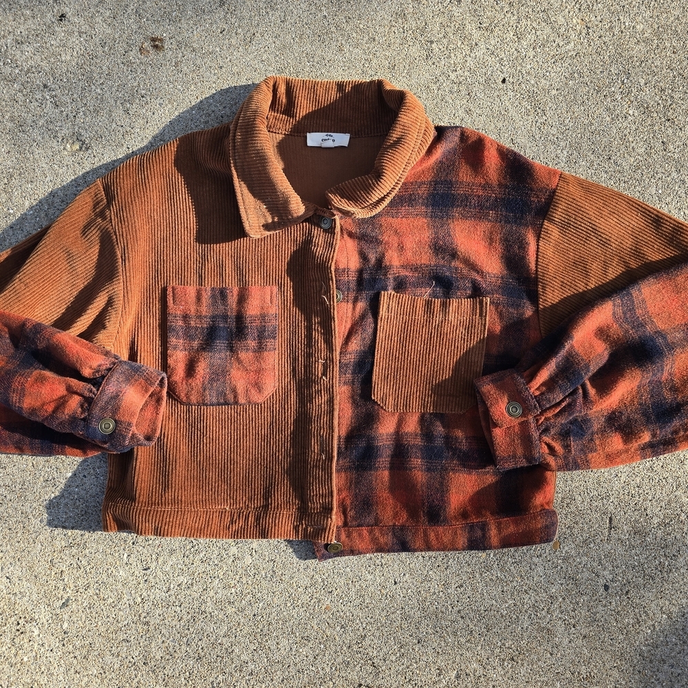 Entro Warm Plaid Brown Corduroy Jacket